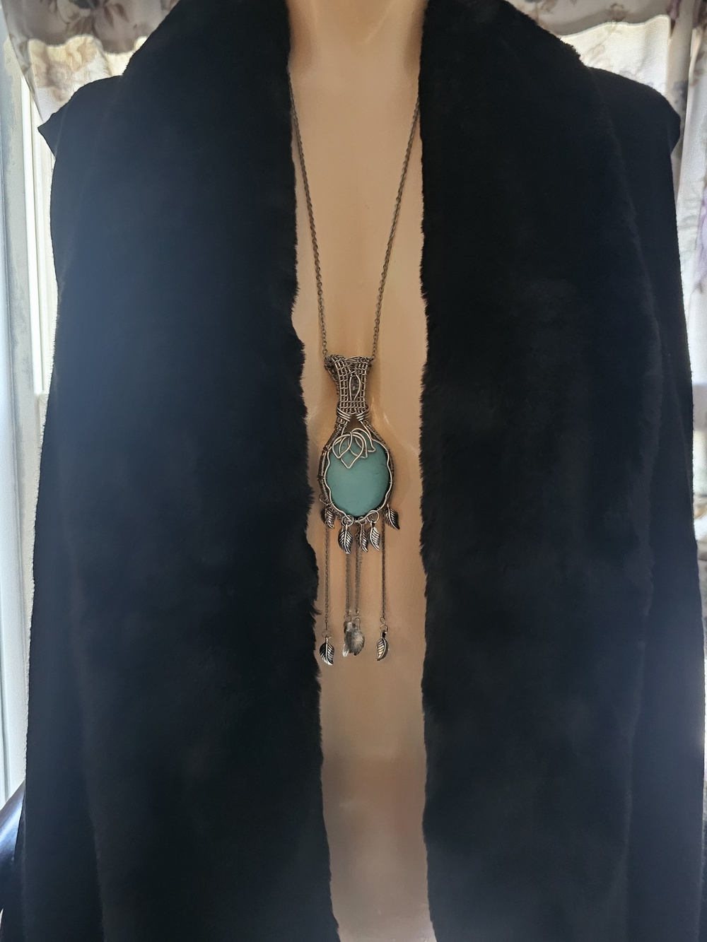 Silver Handmade Turquoise Pendant Necklace - Elegant Statement for Women(133)